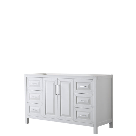 Daria 60" Single Vanity in White, No Top, No Sink, No Mirror