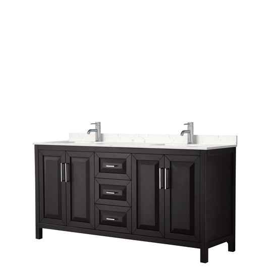 Daria 72" Double Vanity in Dark Espresso, Carrara Cultured Marble Top, Sinks