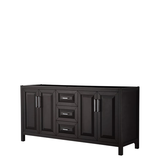 Daria 72 inch Double Bathroom Vanity in Dark Espresso, No Countertop, No Sink, and No Mirror