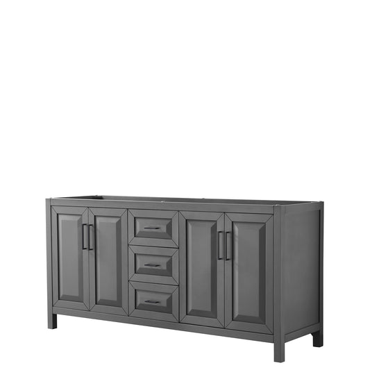 Daria 72" Double Vanity in Dark Gray, No Top, No Sink, Matte Black Trim