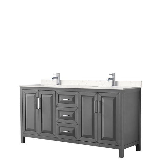 Daria 72" Double Vanity in Dark Gray, Carrara Cultured Marble Top, Sinks