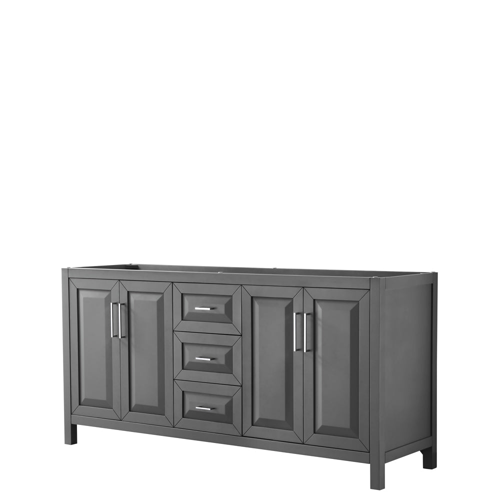 Daria 72 inch Double Bathroom Vanity in Dark Gray, No Countertop, No Sink, and No Mirror