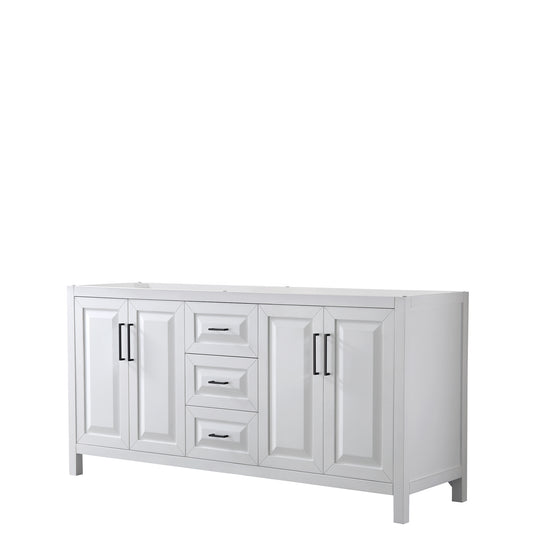Daria 72" Double Vanity in White, No Top, No Sink, Matte Black Trim
