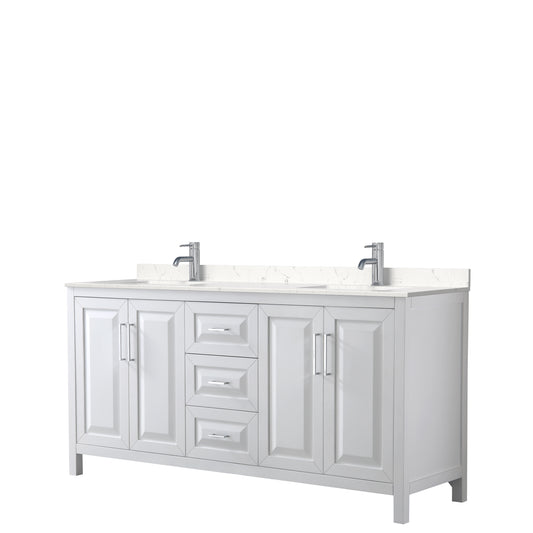 Daria 72" Double Vanity in White, Carrara Cultured Marble Top, Sinks