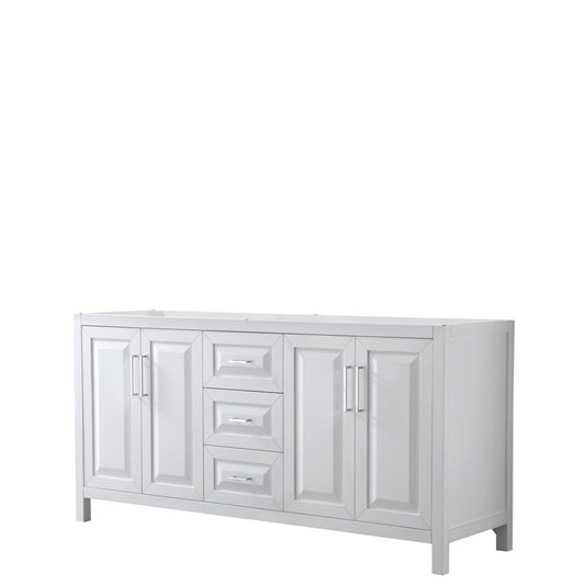 Daria 72" Double Vanity in White, No Top, No Sink, No Mirror
