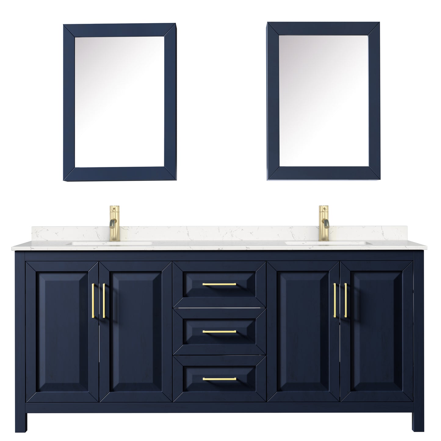Daria 80" Double Vanity in Blue, Carrara Cultured Marble Top, Medicine Cabinets