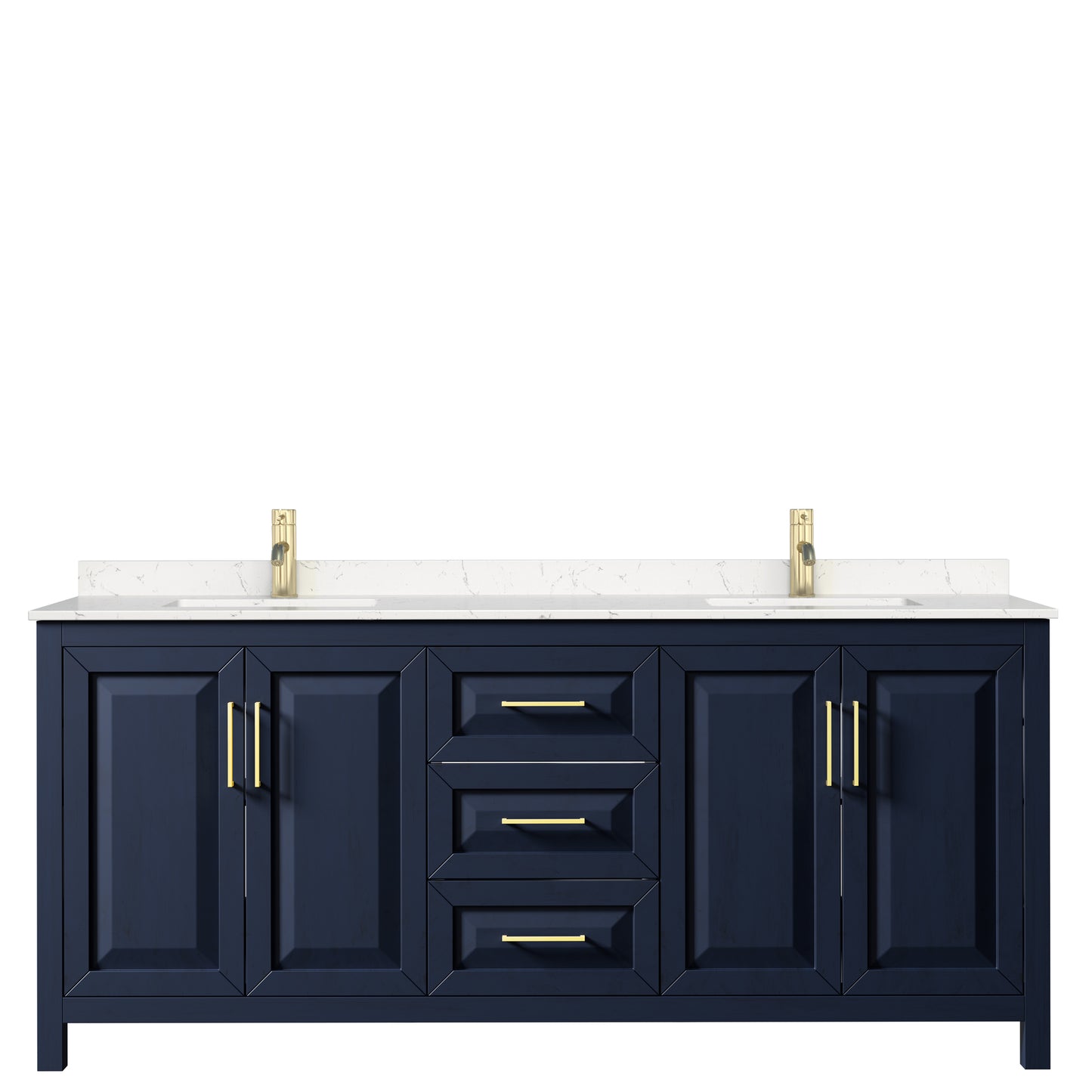 Daria 80" Double Vanity in Dark Blue, Carrara Cultured Marble Top, Sinks