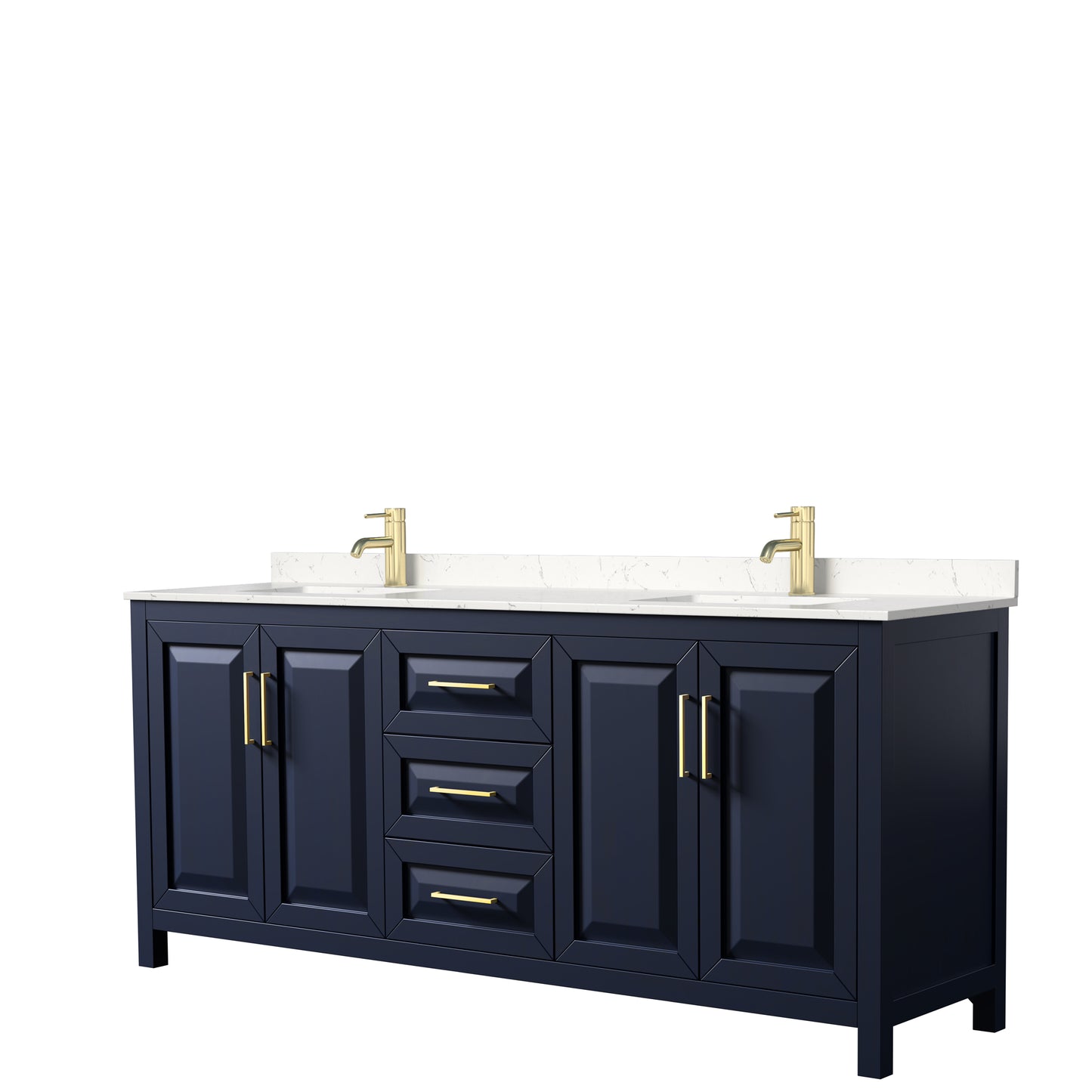 Daria 80" Double Vanity in Dark Blue, Carrara Cultured Marble Top, Sinks