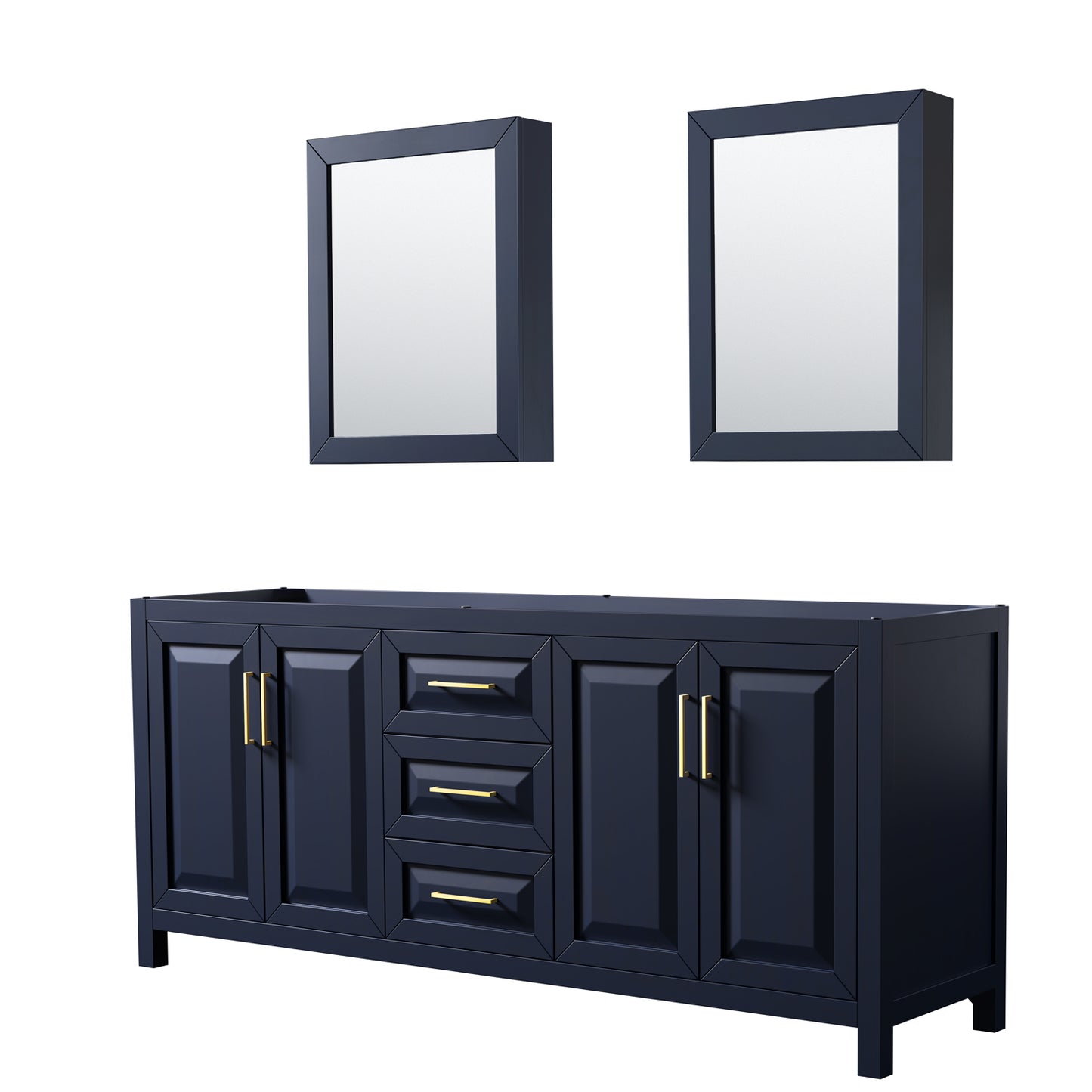 Daria 80" Double Vanity in Dark Blue, No Top, No Sink, Medicine Cabinets
