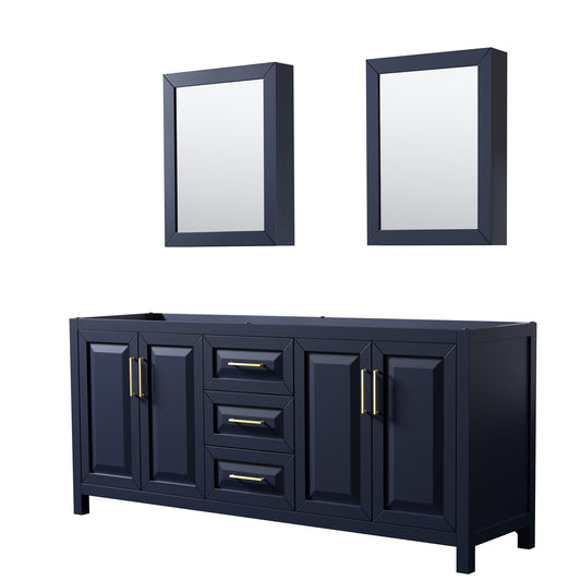 Daria 80" Double Vanity in Dark Blue, No Top, No Sink, Medicine Cabinets