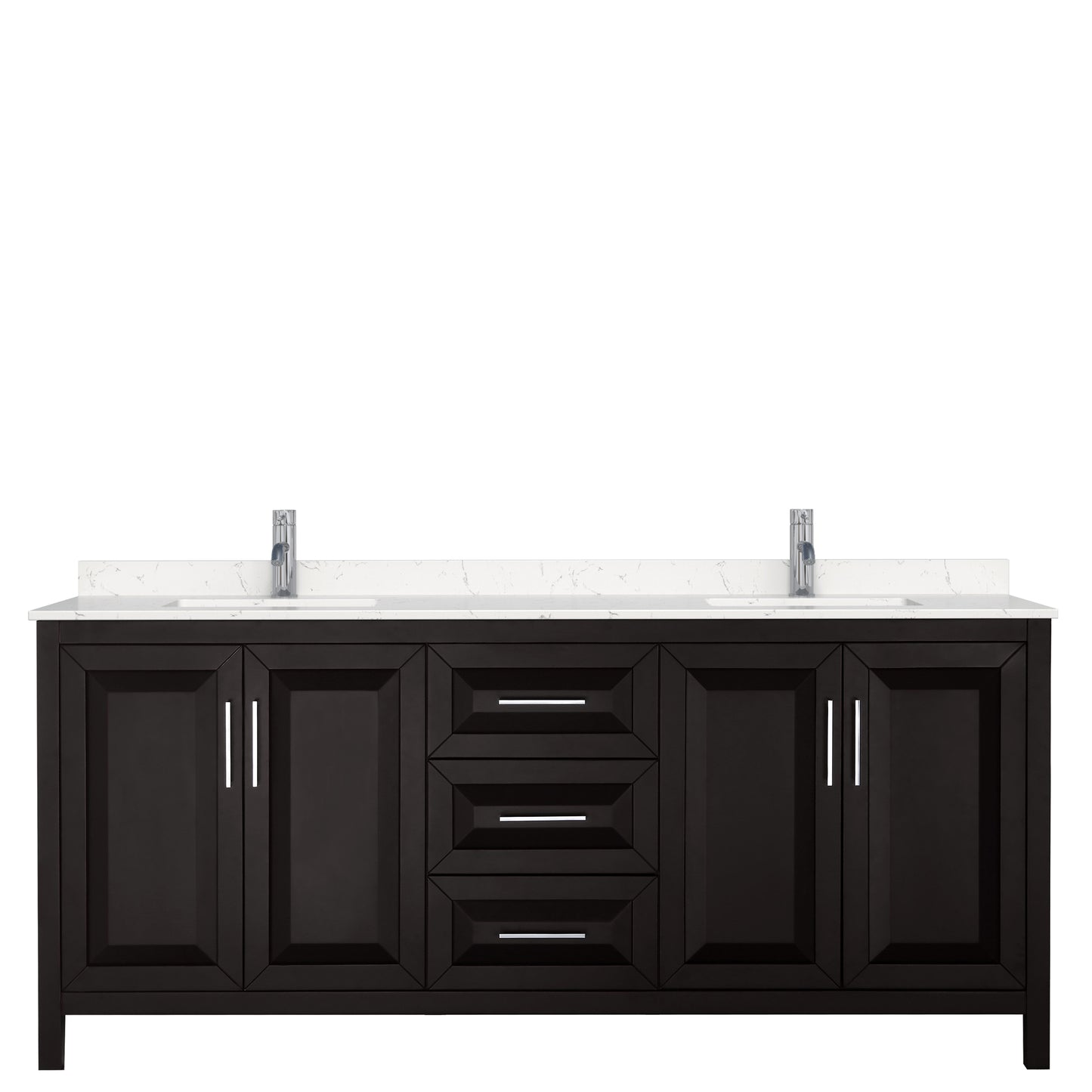 Daria 80" Double Vanity in Dark Espresso, Carrara Cultured Marble Top, Sinks