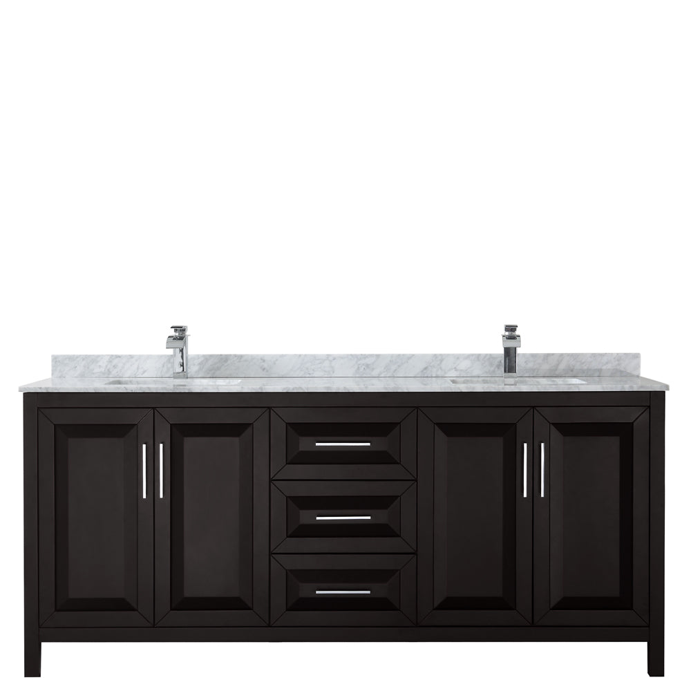 Daria 80" Double Vanity in Dark Espresso, Top, Square Sinks, No Mirror