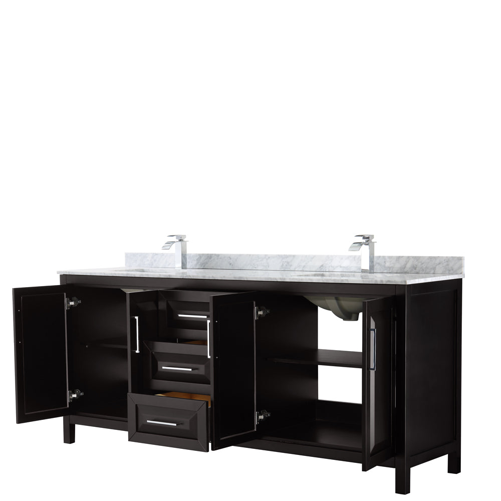 Daria 80" Double Vanity in Dark Espresso, Top, Square Sinks, No Mirror
