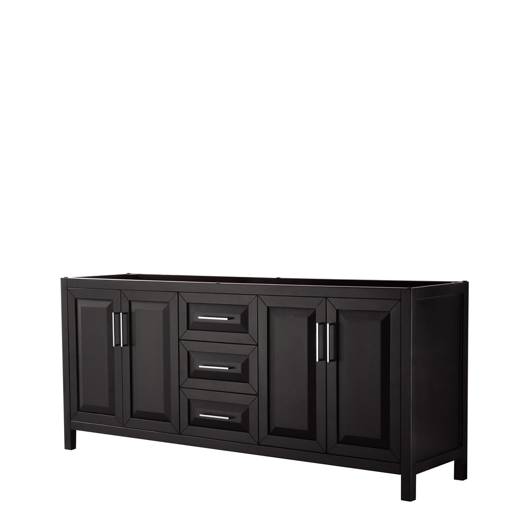 Daria 80" Double Vanity in Dark Espresso, No Top, No Sink, No Mirror
