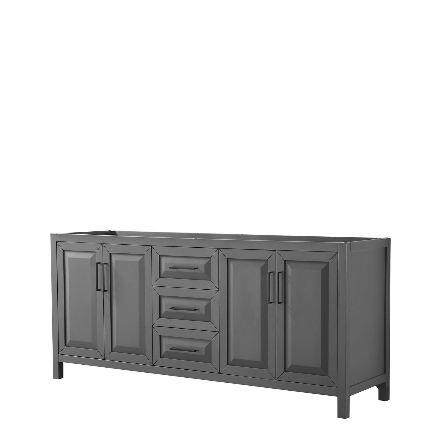 Daria 80" Double Vanity in Dark Gray, No Top, No Sink, Matte Black Trim