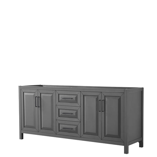 Daria 80" Double Vanity in Dark Gray, No Top, No Sink, Matte Black Trim
