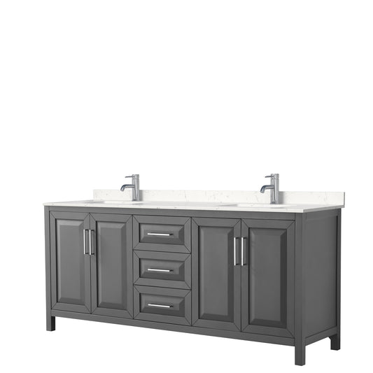 Daria 80" Double Vanity in Dark Gray, Carrara Cultured Marble Top, Sinks