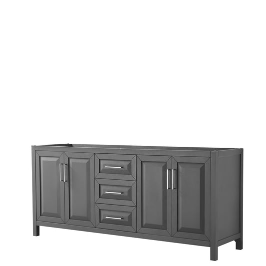 Daria 80 inch Double Bathroom Vanity in Dark Gray, No Countertop, No Sink, and No Mirror