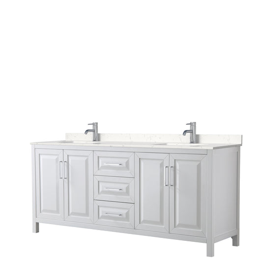 Daria 80" Double Vanity in White, Carrara Cultured Marble Top, Sinks