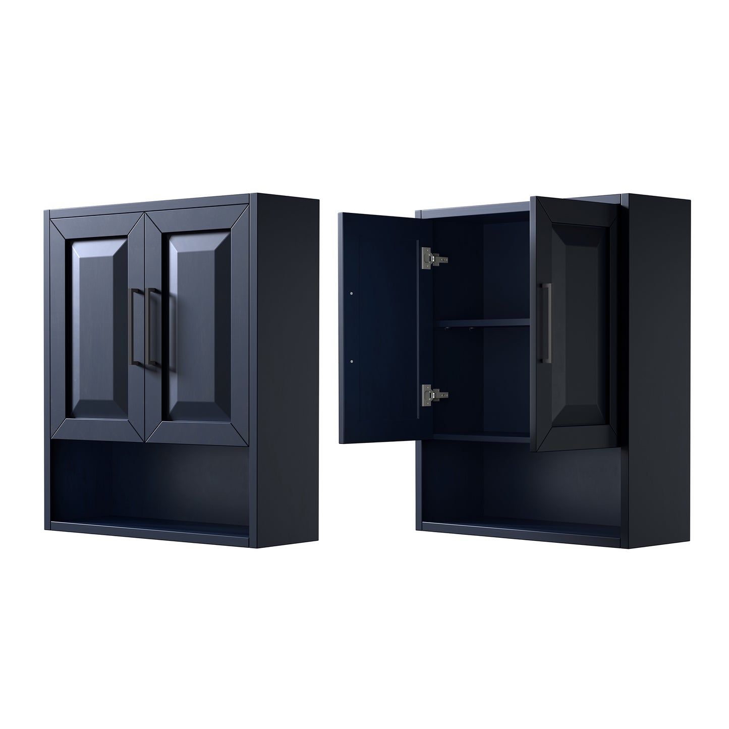 Daria Over-the-Toilet Bathroom Wall-Mounted Storage Cabinet in Blue, Black Trim