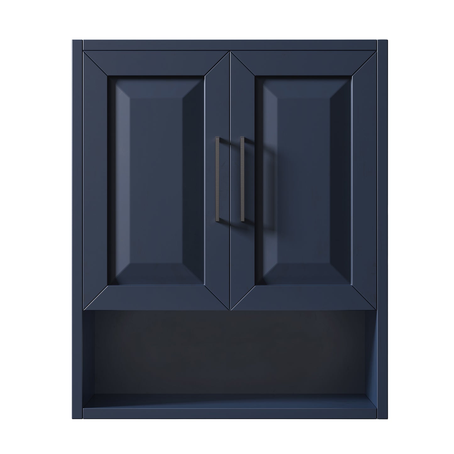Daria Over-the-Toilet Bathroom Wall-Mounted Storage Cabinet in Blue, Black Trim