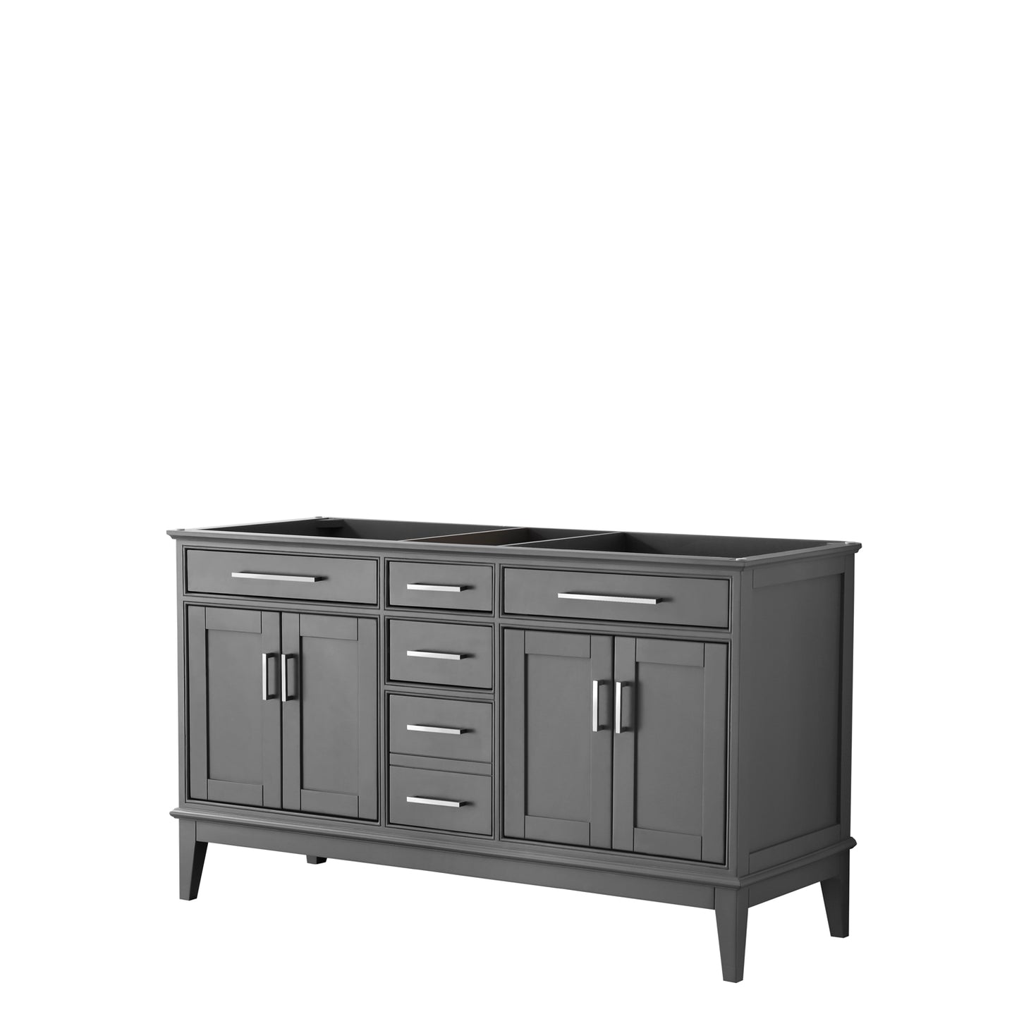 Margate 60 Inch Double Bathroom Vanity in Dark Gray, No Countertop, No Sink, and No Mirror