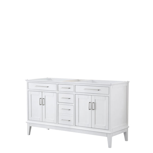 Margate 60" Double Bathroom Vanity in White | No Countertop, No Sink, and No Mirror