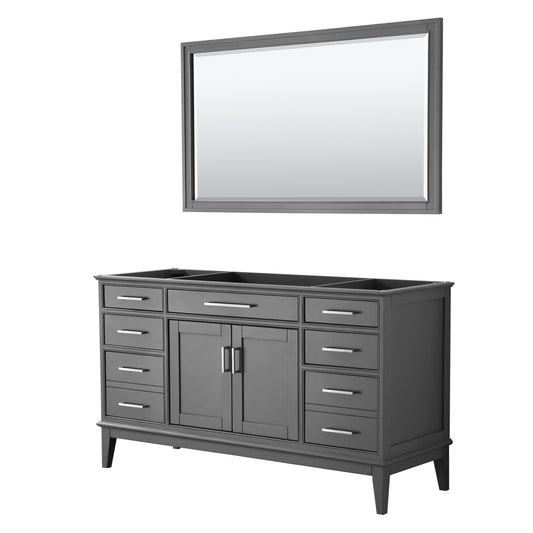 Margate 60 Inch Single Bathroom Vanity in Dark Gray, No Countertop, No Sink, and 56 Inch Mirror