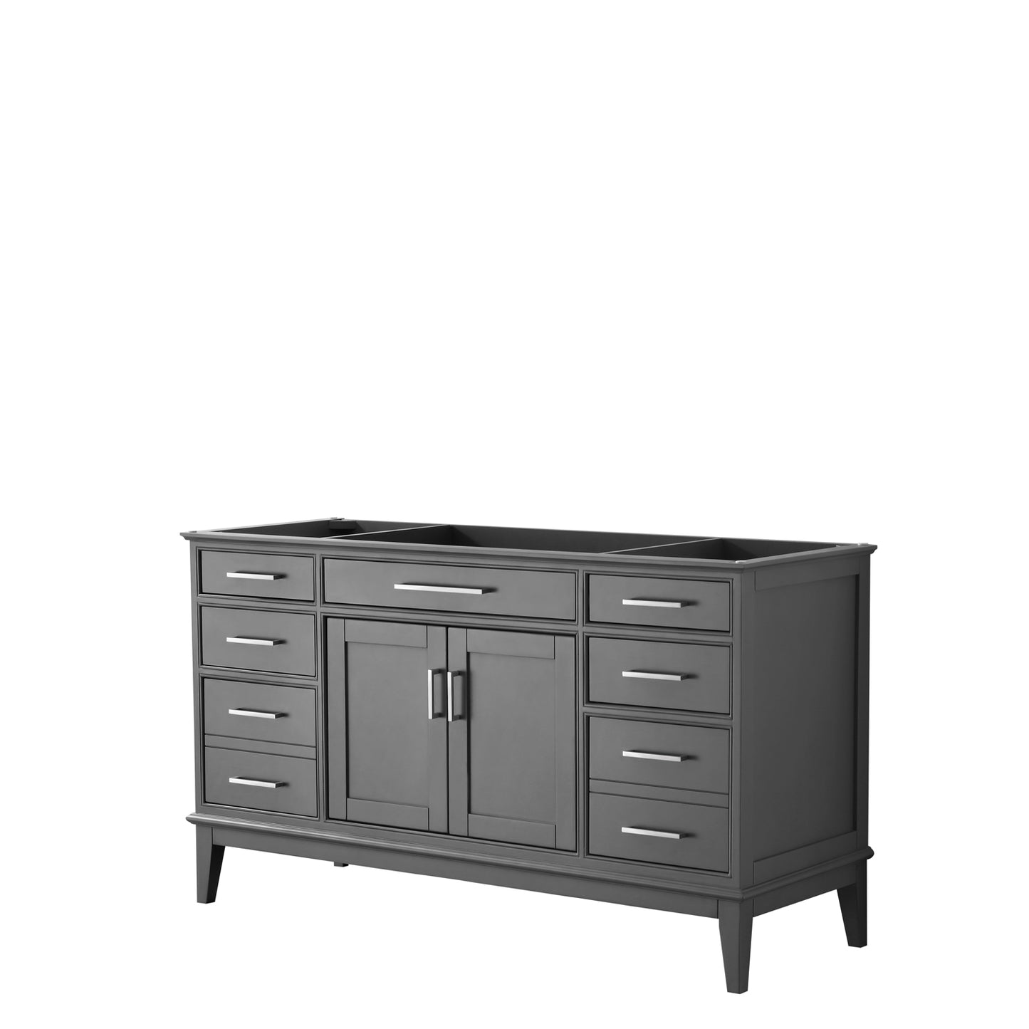 Margate 60 Inch Single Bathroom Vanity in Dark Gray, No Countertop, No Sink, and No Mirror