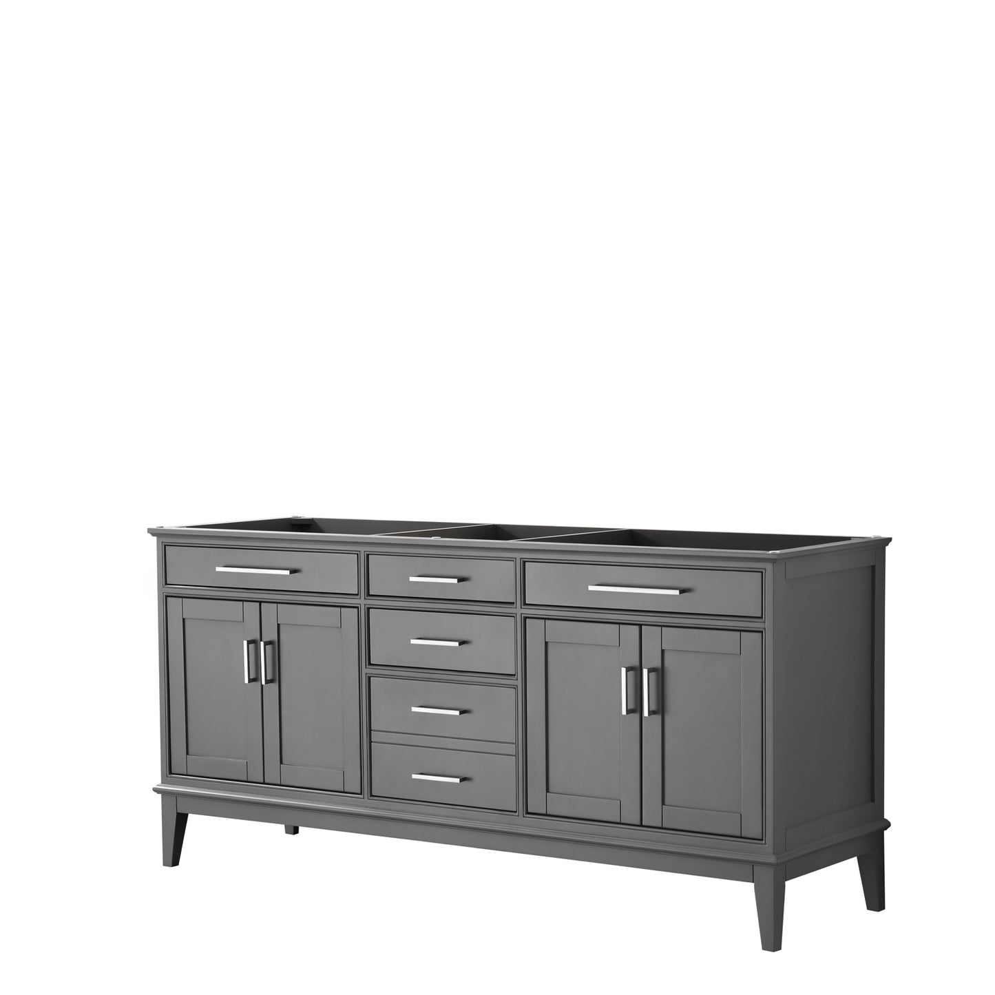 Margate 72 Inch Double Bathroom Vanity in Dark Gray, No Countertop, No Sink, and No Mirror