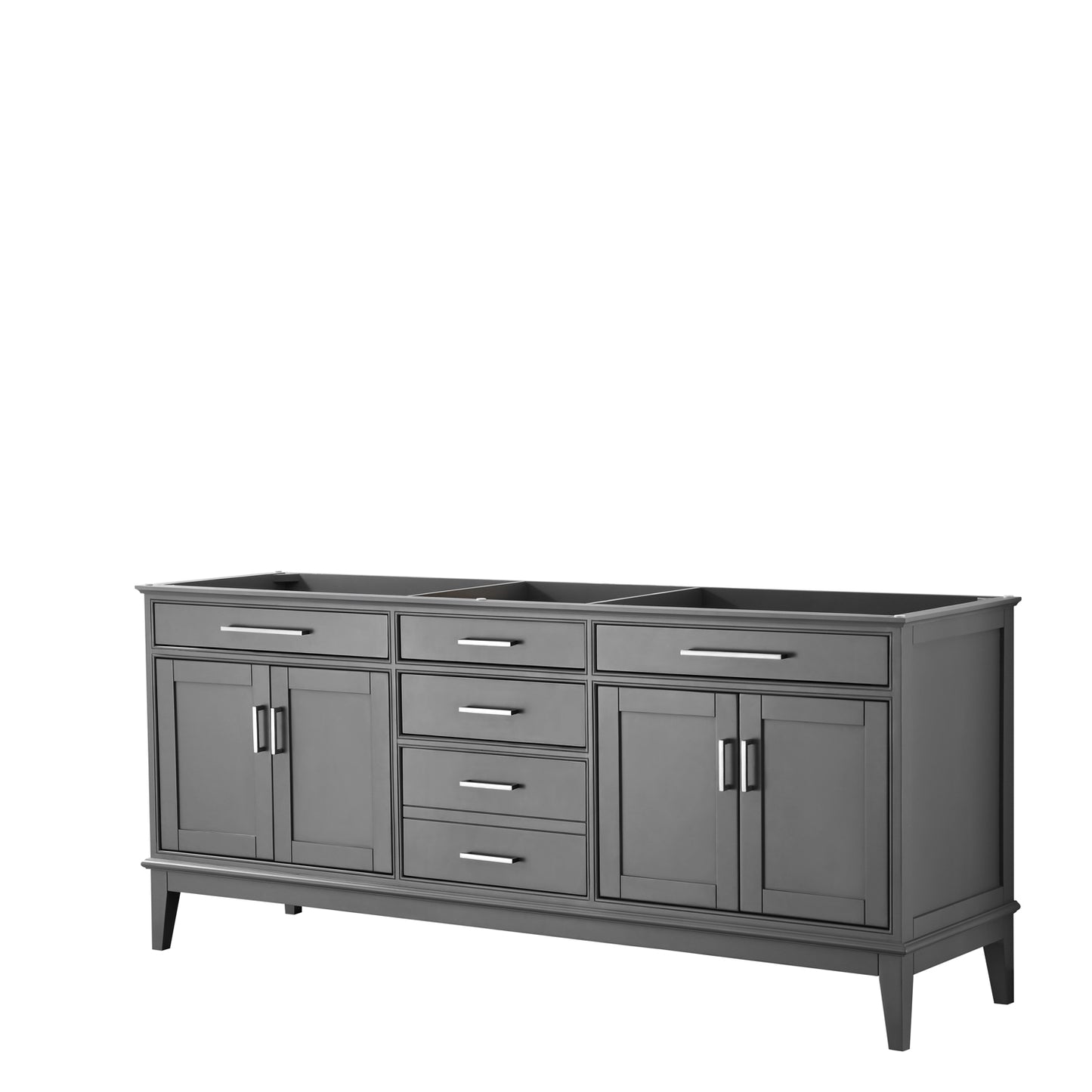 Margate 80 Inch Double Bathroom Vanity in Dark Gray, No Countertop, No Sink, and No Mirror