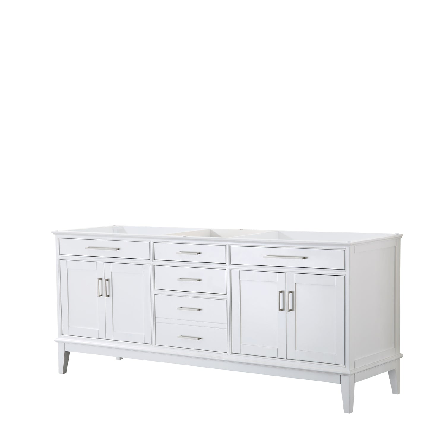 Margate 80 Inch Double Bathroom Vanity in White, No Countertop, No Sink, and No Mirror