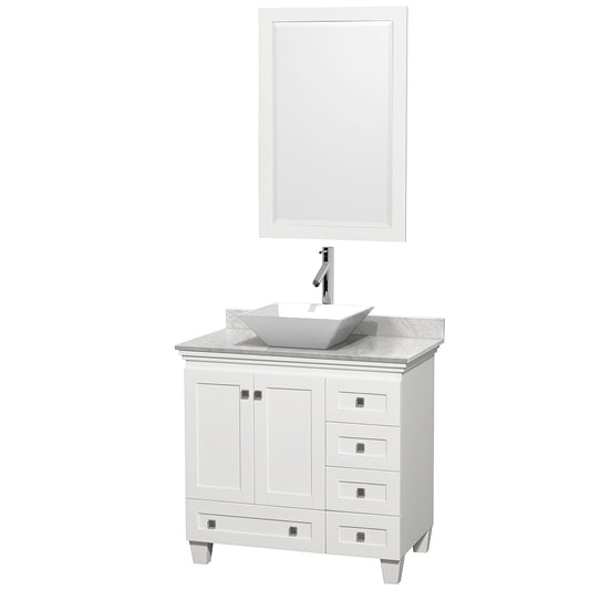 Acclaim 36" Single Vanity in White, Top, Pyra White Sink, 24" Mirror