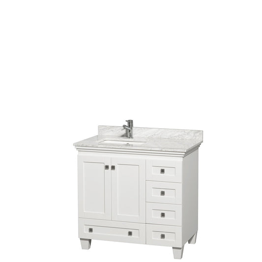 Acclaim 36" Single Vanity in White, Top, Square Sink, No Mirror