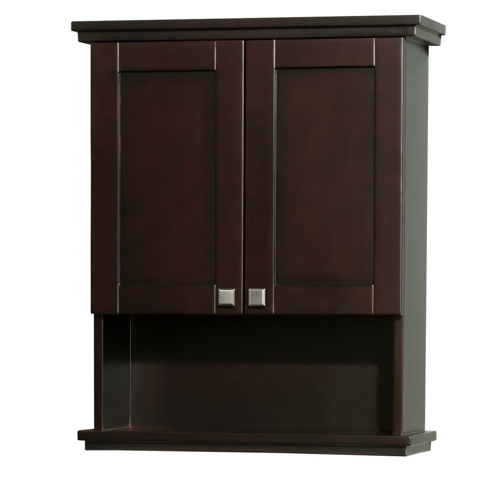 Acclaim Solid Oak Bathroom Wall-Mounted Storage Cabinet in Espresso