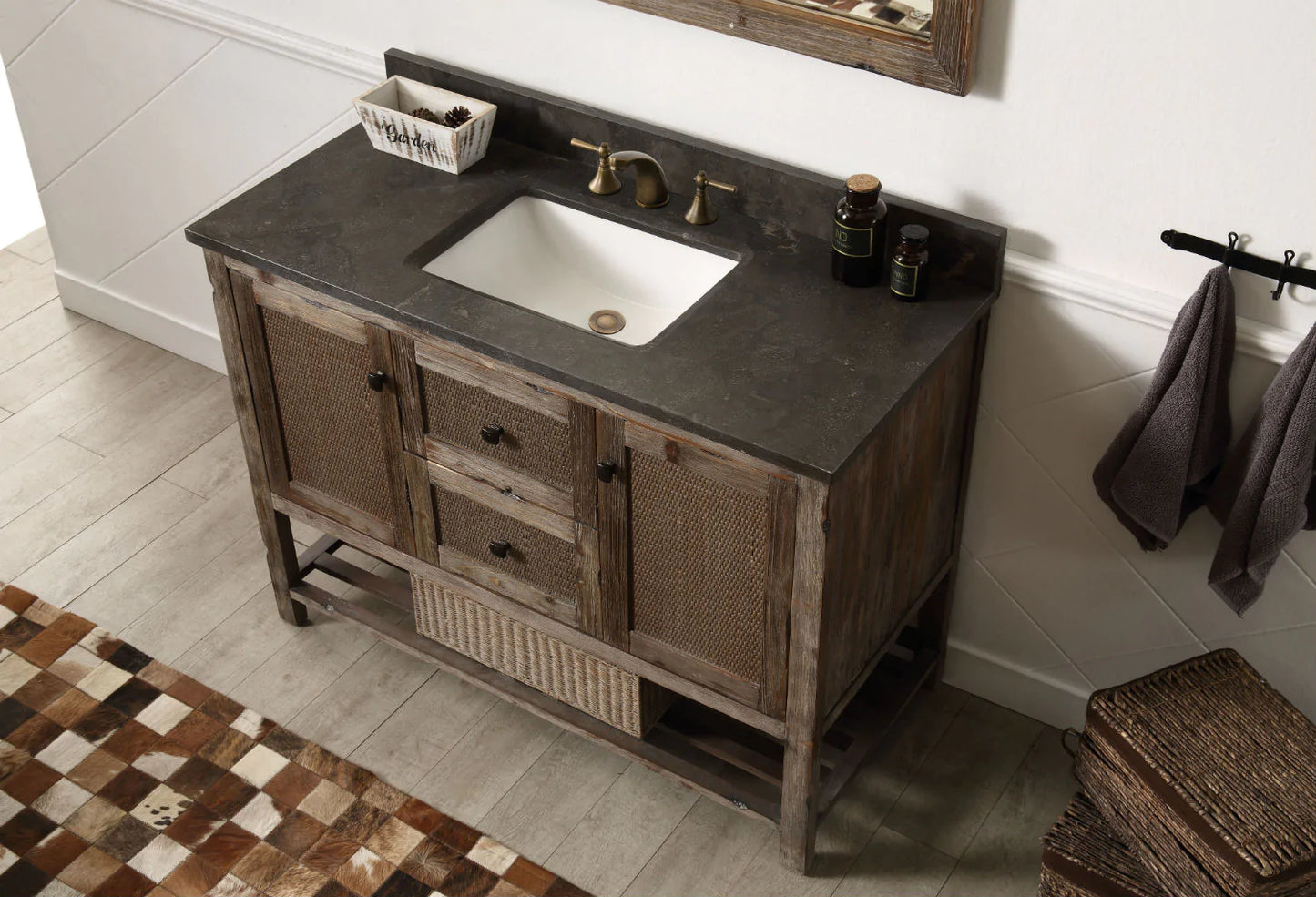 48" Solid Wood Sink Vanity, Moon Stone Top