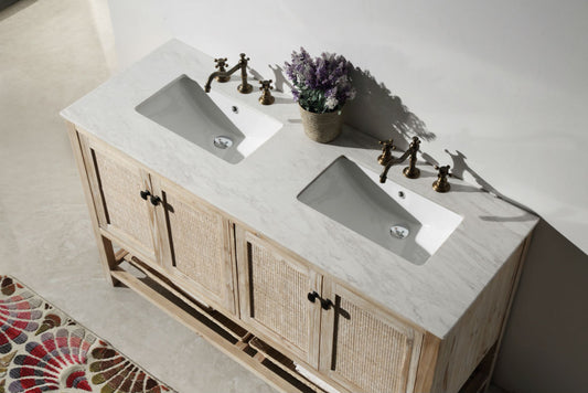 60" Solid Wood Sink Vanity With Marble Top-No Faucet from Legion Furniture