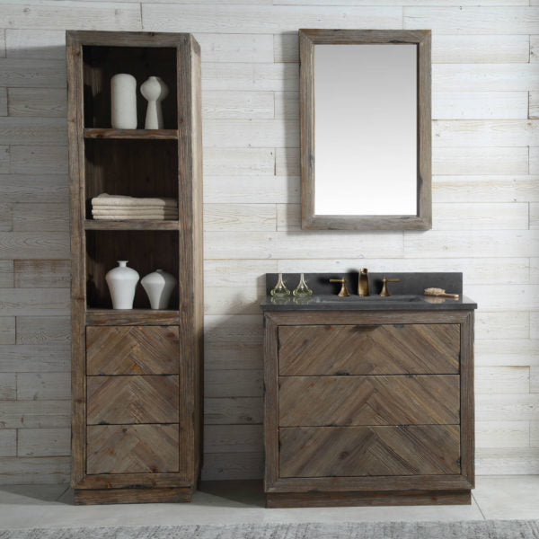 36" Wood Vanity in Brown with Marble Top, No Faucet by Legion Furniture