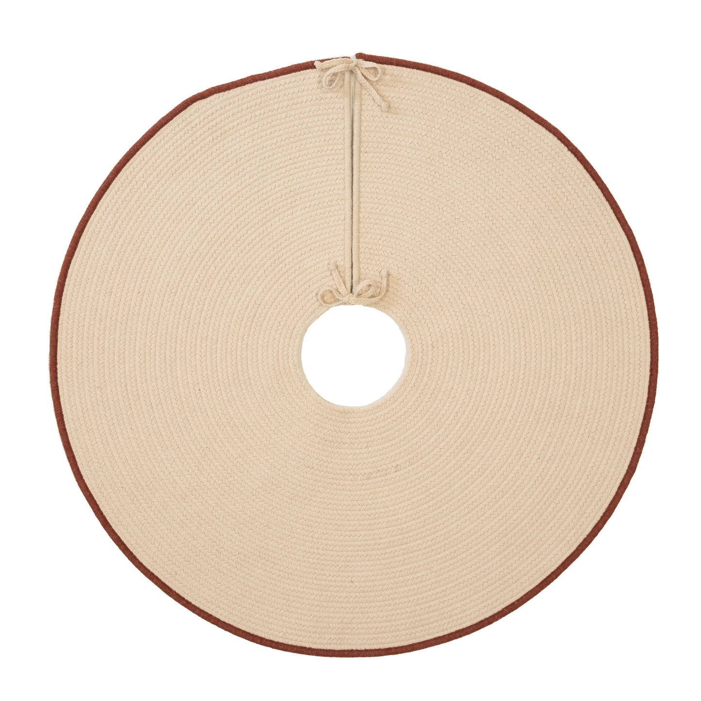 Cozy Wool Trimmed  Holiday Tree Skirt - Natural 50â€ x 50â€