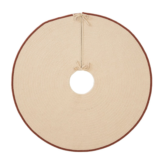 Cozy Wool Trimmed  Holiday Tree Skirt - Natural 50â€ x 50â€