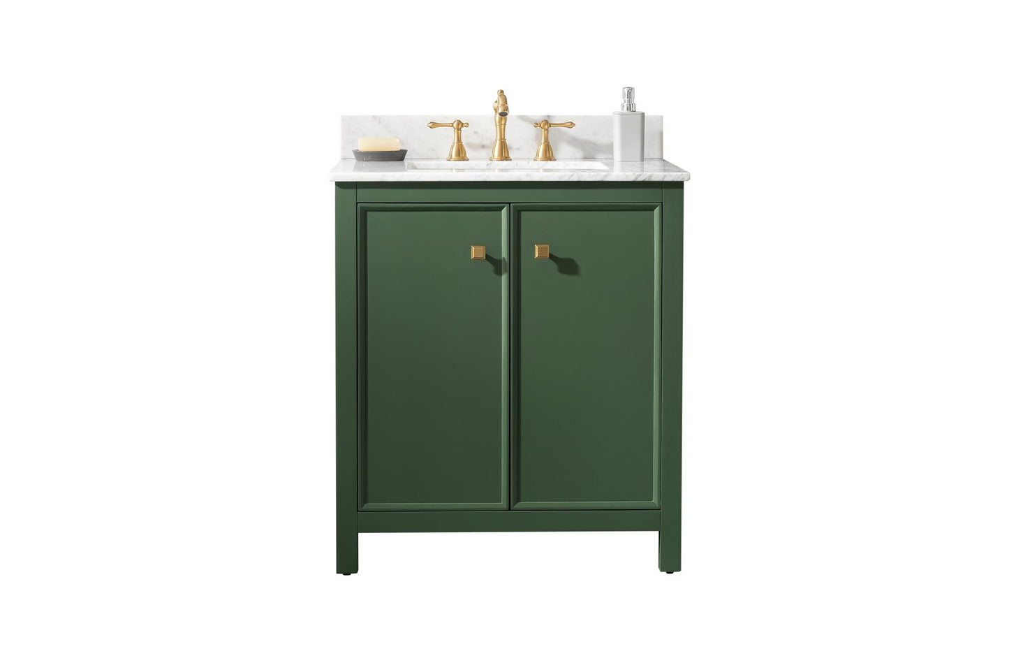 Legion Furniture 30" Green Finish Sink Vanity Cabinet With Carrara White Top
