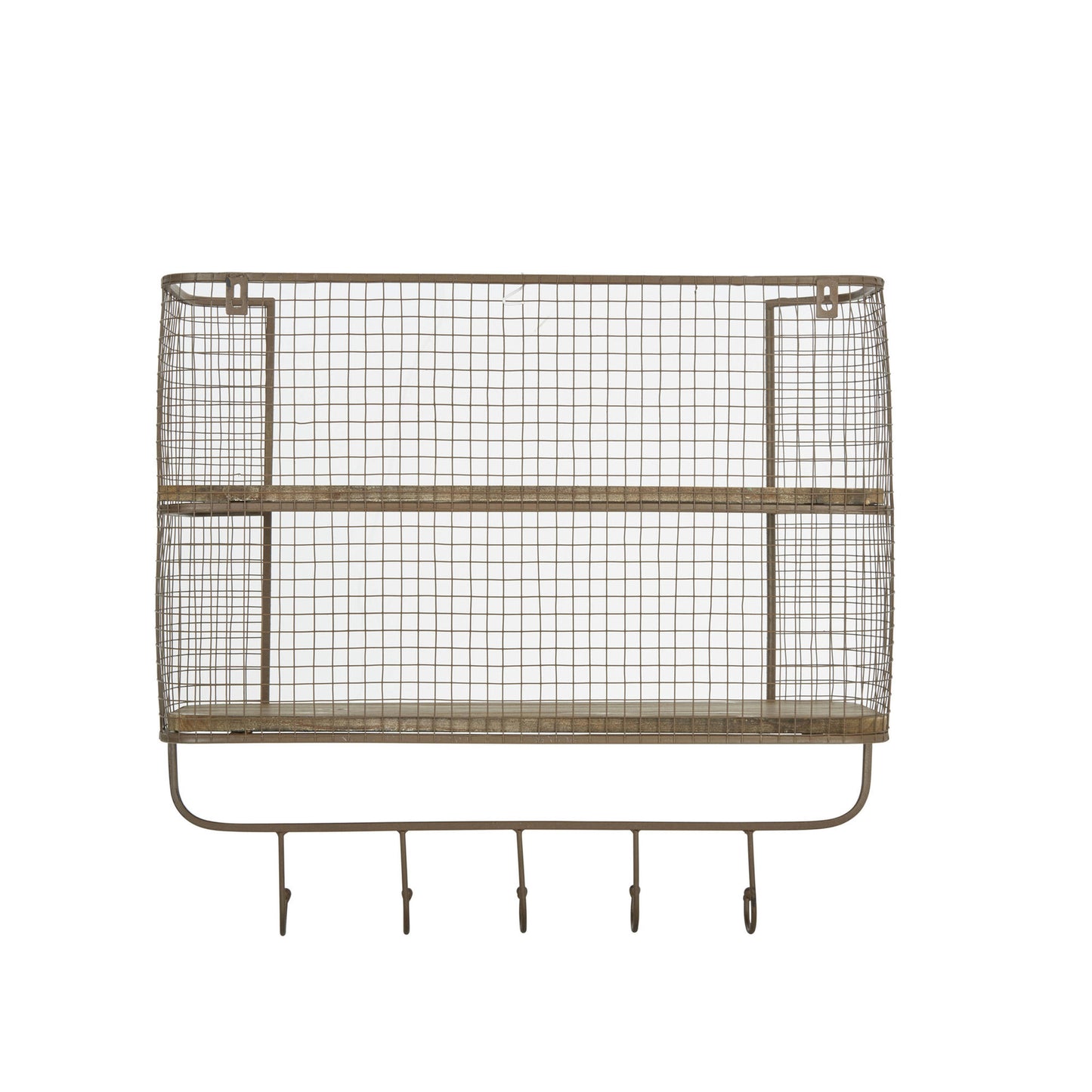 Ec, 2-tier Wood/metal Shelf W/ Hooks