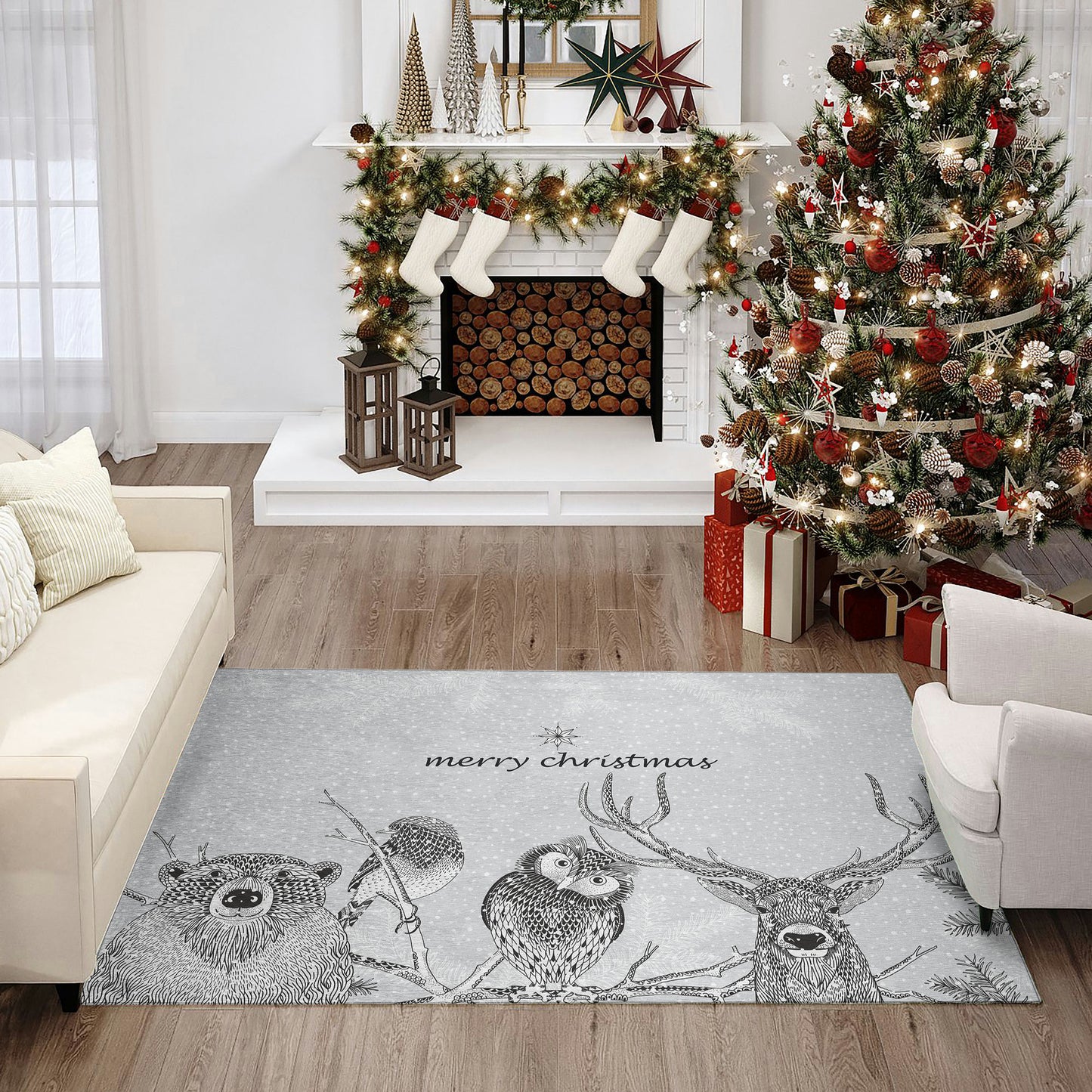 Indoor/Outdoor Wonderland WN10 Flannel Washable 3' x 5' Runner Rug