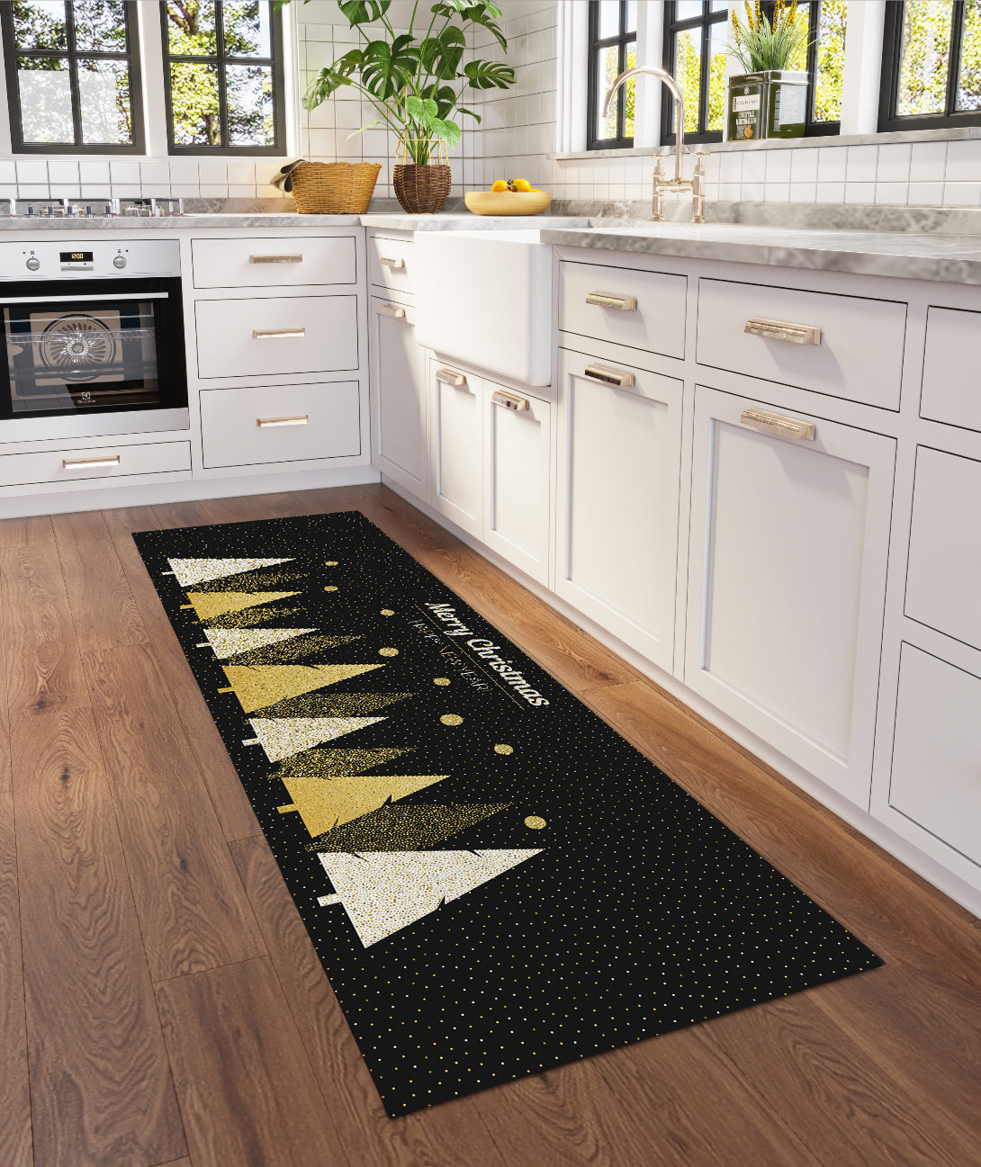 Indoor/Outdoor Wonderland WN11 Black Washable 2'3" x 7'6" Runner Rug