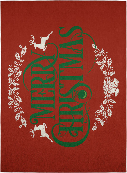 Indoor/Outdoor Wonderland WN6 Red Washable 30" x 46" Rug