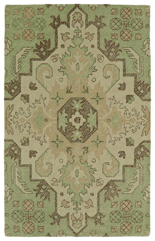 Kaleen Weathered Collection Dark Green Area Rug 5' x 7'6"