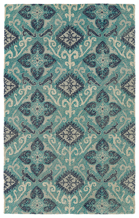 Kaleen Weathered Collection Bright Teal Area Rug 5' x 7'6"