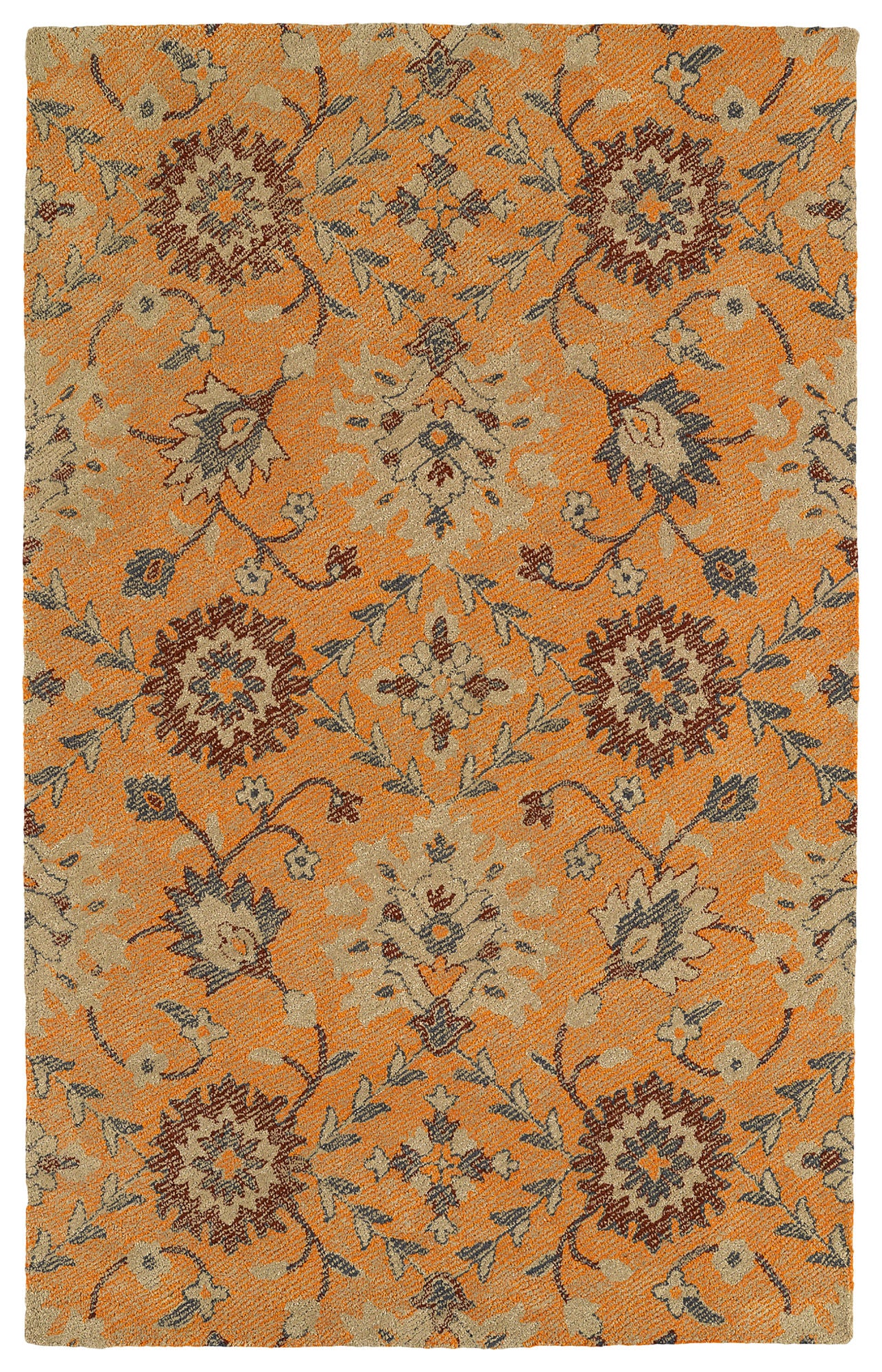 Kaleen Weathered Collection Bright Orange Area Rug 5' x 7'6"