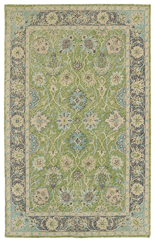 Kaleen Weathered Collection Bright Lime Green Area Rug 8' x 10'
