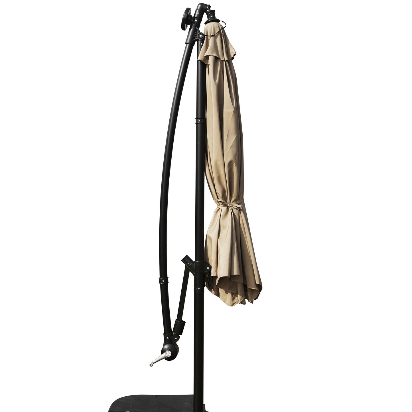 LeisureMod Willry 10 Ft Cantilever Patio Umbrella With Solar Powered LED - Beige